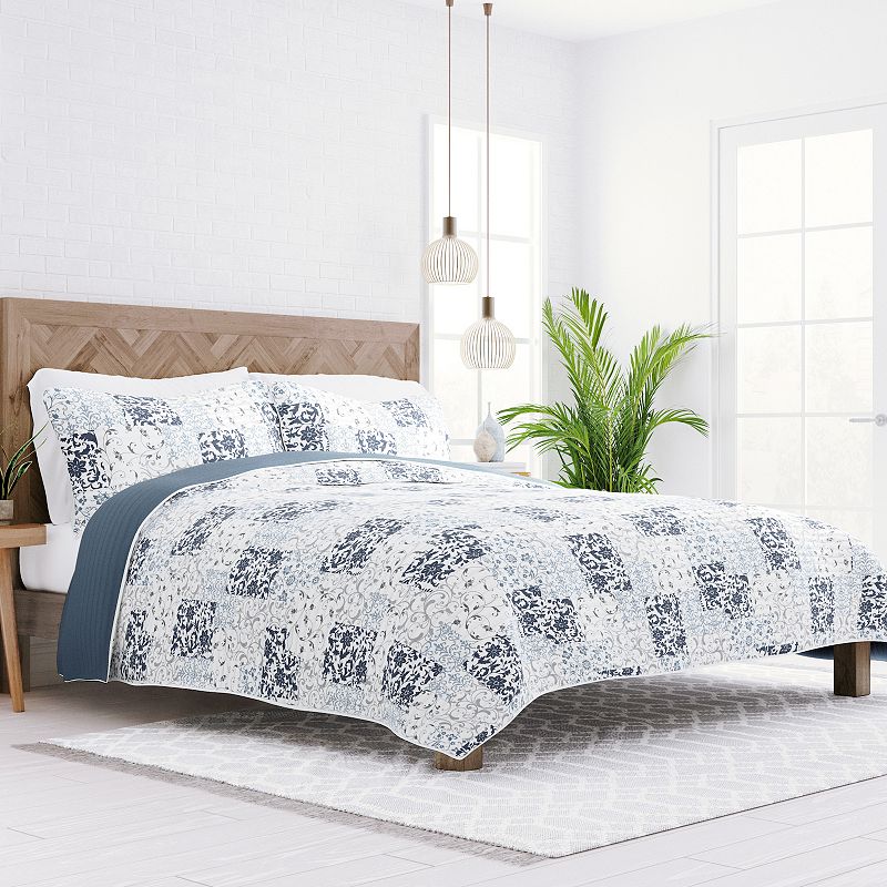 Home Collection All Season Scrolled Patchwork Reversible Quilt Set with Shams