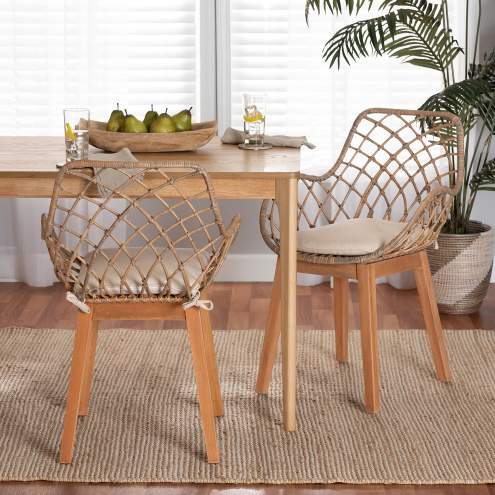 Miriam Rattan Dining Collection   Beach Style   Dining Chairs   by Baxton Studio  Houzz