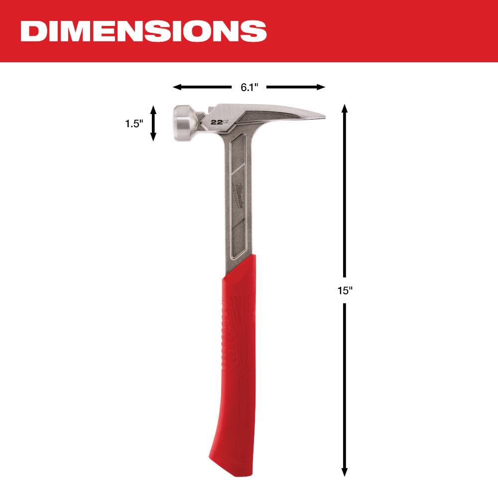 Milwaukee 22 oz Smooth Face Framing Hammer 48-22-9023 from Milwaukee