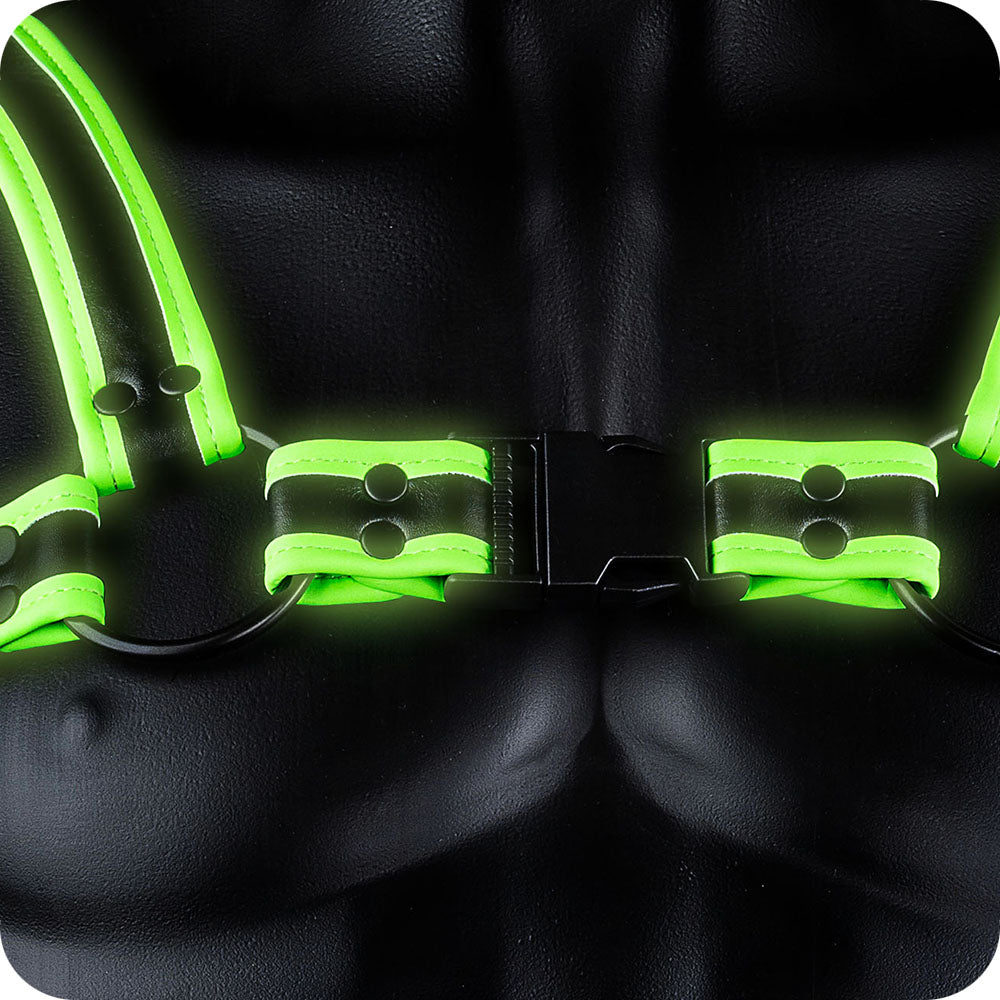 Ouch! Glow In The Dark Bulldog Buckle Harness /M