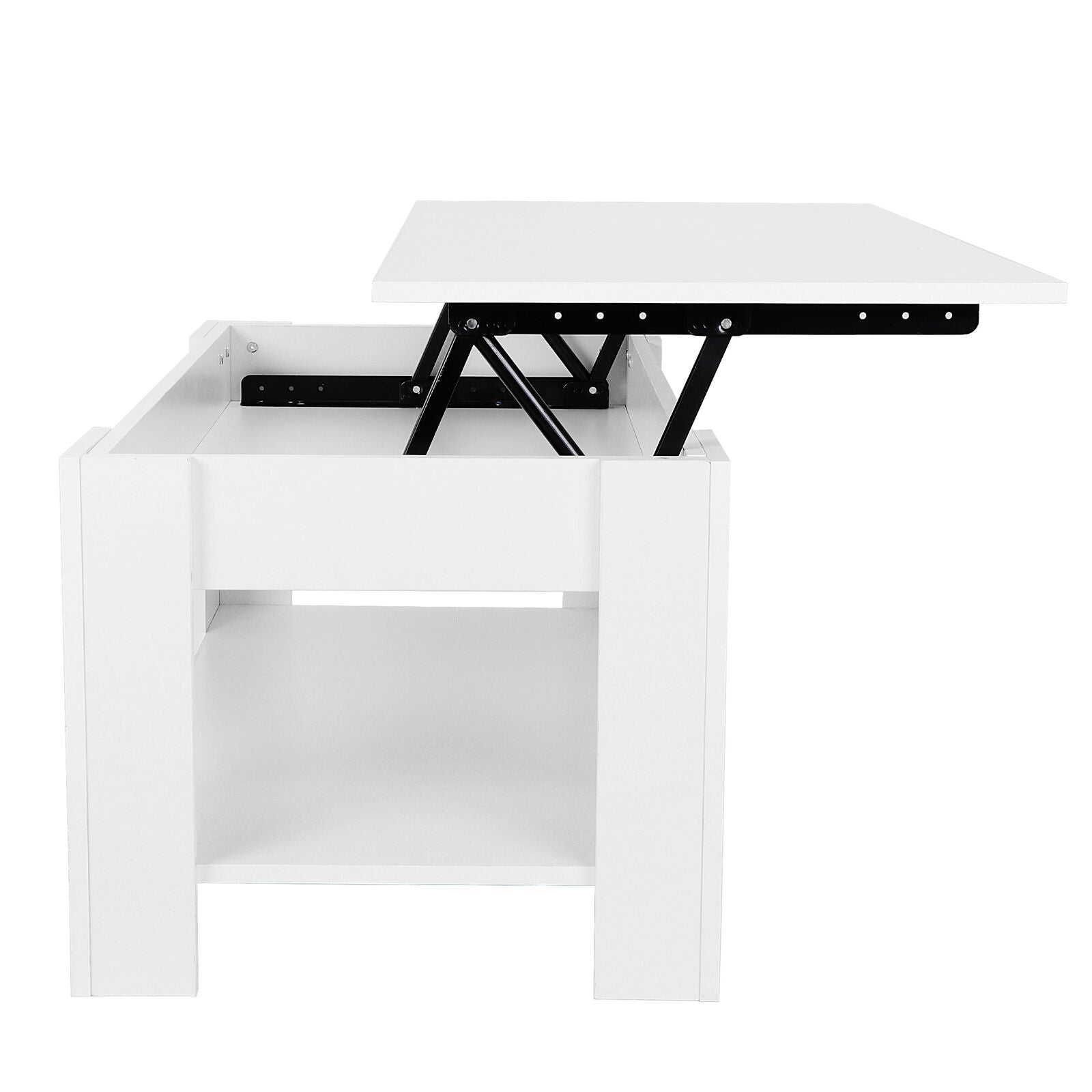 ZENSTYLE Rectangular Lift Top Coffee Table MDF Pop-up Storage, White