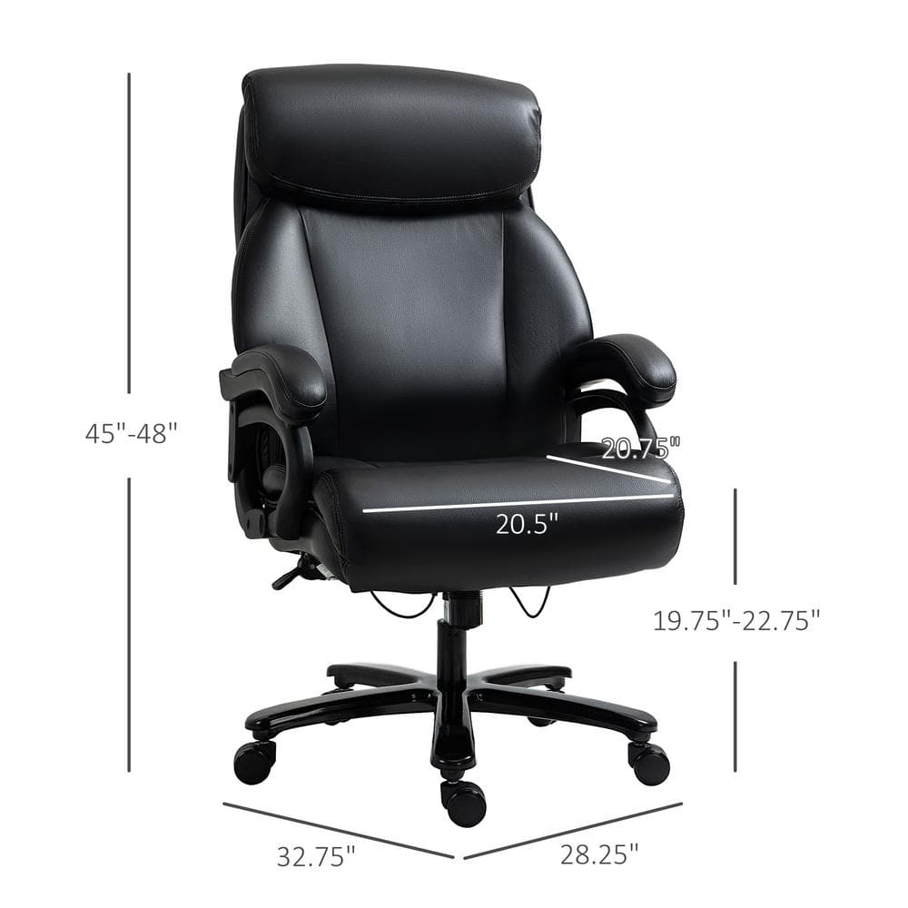 Vinsetto Black, High Back Home Office Chair Adjustable Swivel Executive Chair PU Leather Ergonomic Computer Task Seat 921-503BK