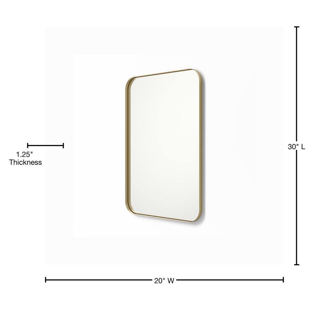 better bevel 20 in. x 30 in. Metal Framed Rounded Rectangle Bathroom Vanity Mirror in Gold 20040