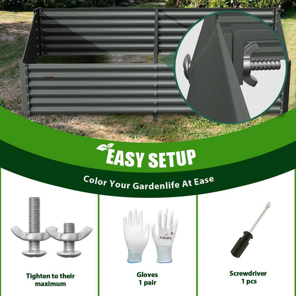 Cesicia 8 ft. x 4 ft. x 1.5 ft. Gray Metal Rectangle Above Ground Modular Planter Boxes jinxPBOXES7