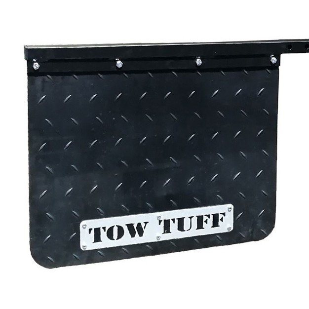 Tow Tuff 18 X 24 Inch Universal Hitch Mount Rubber Rear Splash Guard Towing Mud Flaps With Width And Height Adjustments Fits 2 Inch Hitches Black