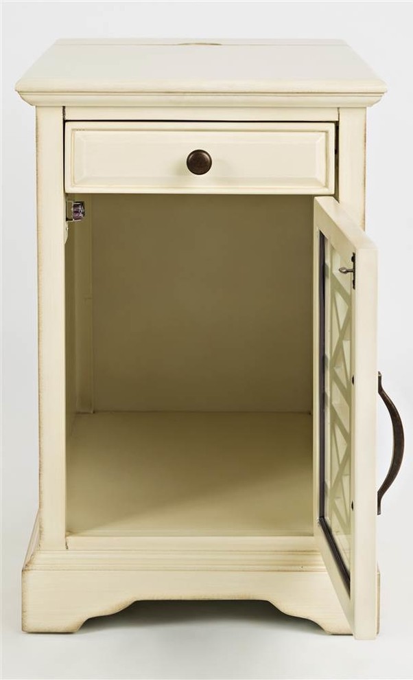 Craftsman Power Chairside Table  Antique Cream   Farmhouse   Side Tables And End Tables   by HedgeApple  Houzz