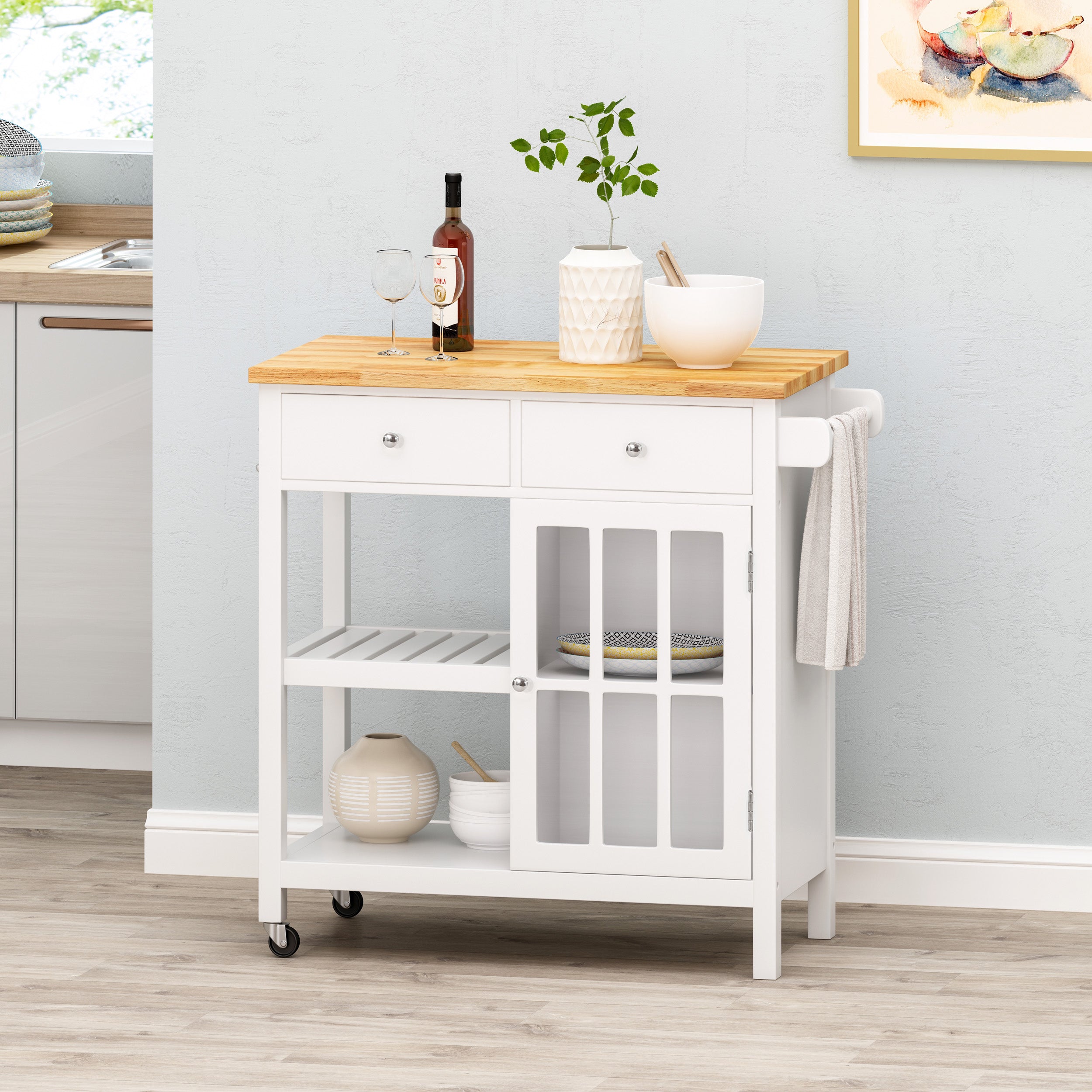 Aidah Contemporary Kitchen Cart with Wheels