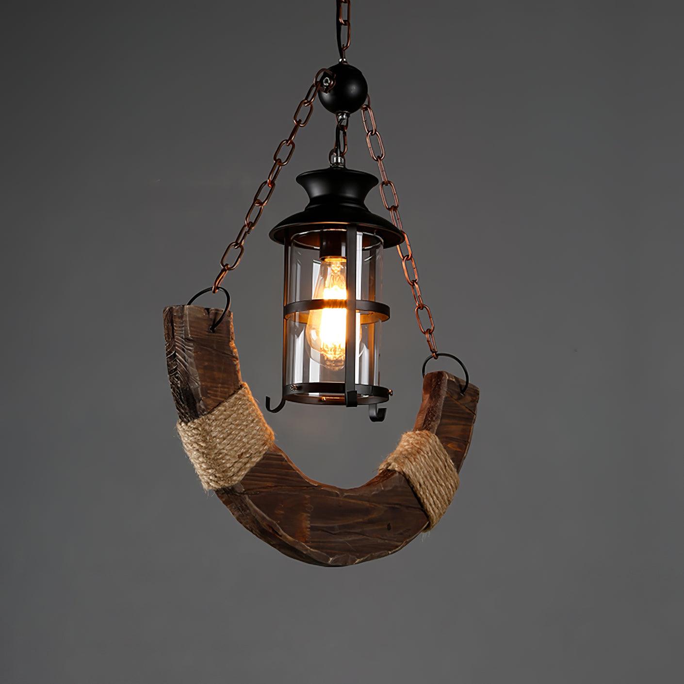 Nautical Industrial Style Wooden Chandelier