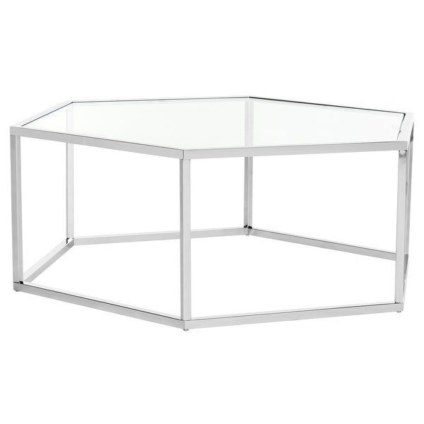 SAFAVIEH Eliana Glass Chrome Hexagon Coffee Table - 36.2