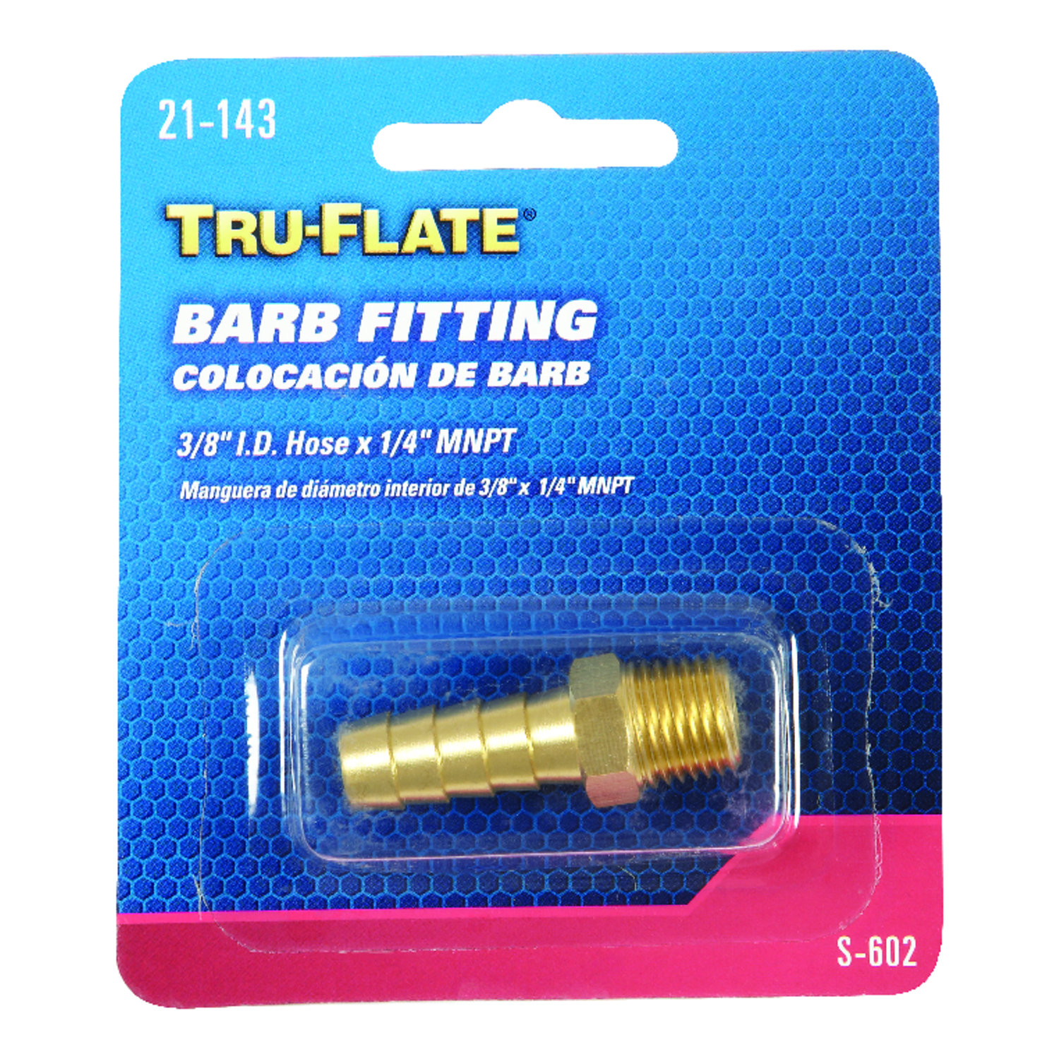 Tru-Flate Brass Barb Hose Fitting 3/8 Male 1 pc