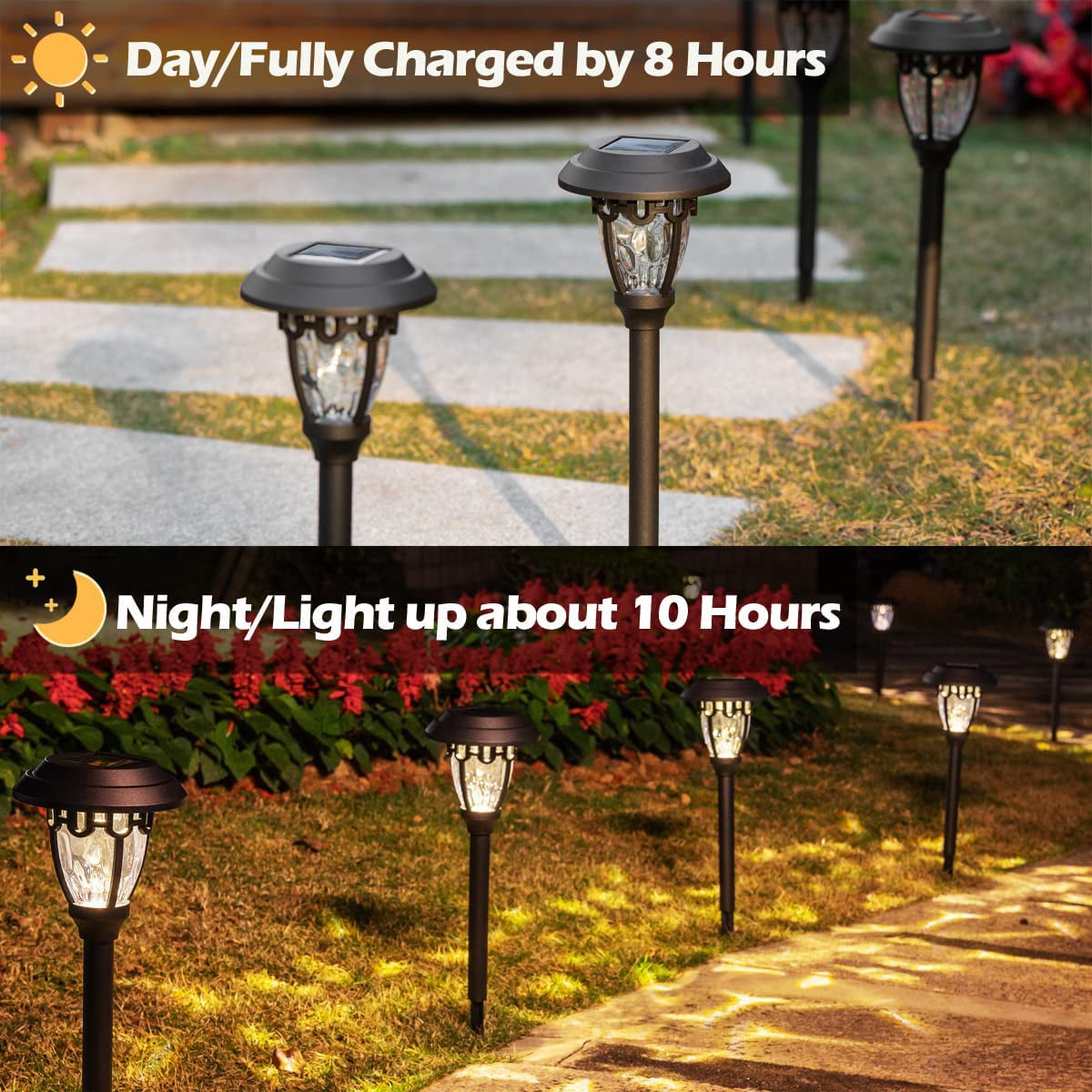 LeiDrail Solar Pathway Lights 8 Pack， Solar Path Lights Outdoor Waterproof Landscape Lighting Decorative for Garden Yard Lawn Walkway (Warm White)…