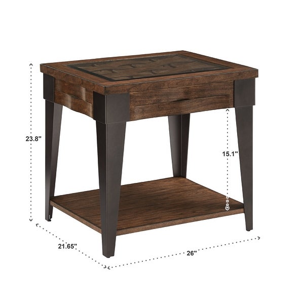 Cain Dark Brown Wood and Metal End Table by iNSPIRE Q Modern - End Table