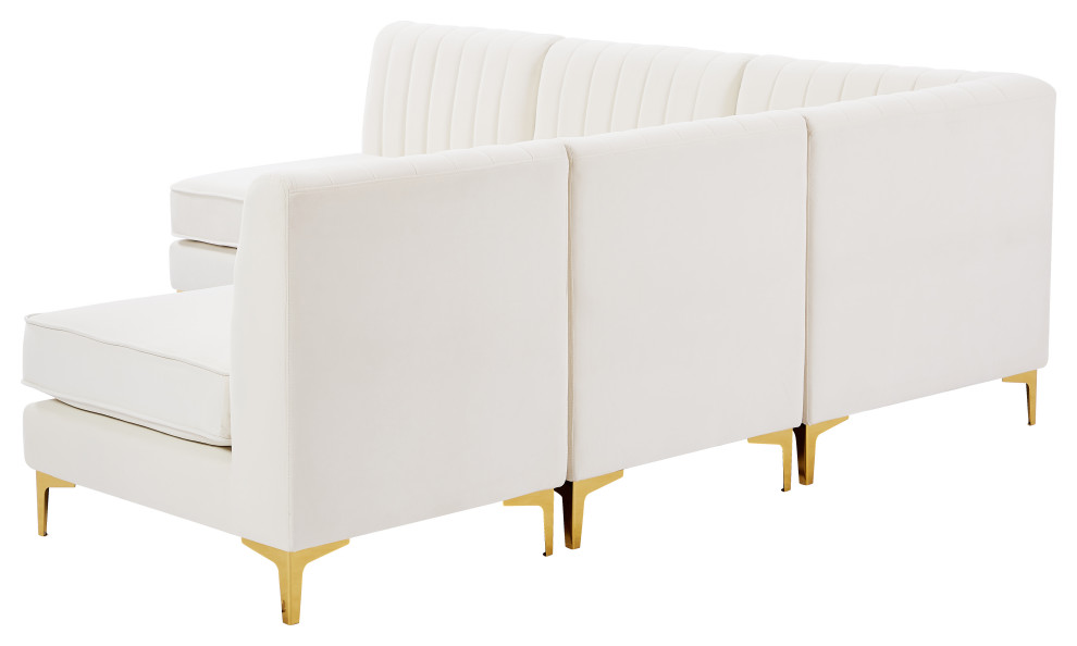 Alina Velvet Modular L Shaped Modular Sectional   Midcentury   Sectional Sofas   by Meridian Furniture  Houzz