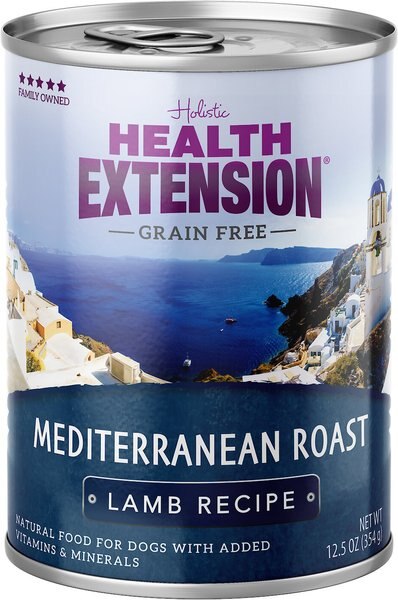 Health Extension Mediterranean Roast Lamb Recipe Grain-Free Wet Dog Food， 12.5-oz can， case of 12