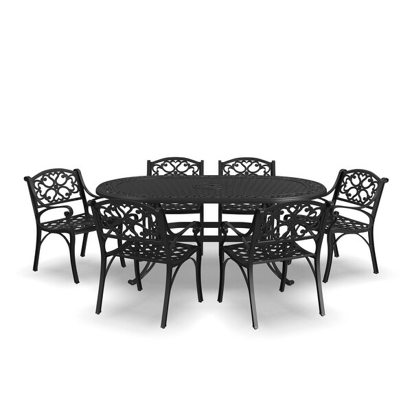 Sanibel Black Aluminum 7 Piece Outdoor Dining Set