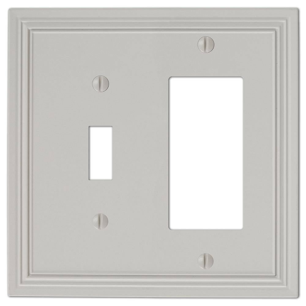 AMERELLE Hallcrest 2 Gang 1-Toggle and 1-Rocker Metal Wall Plate - Gray 98TRGY