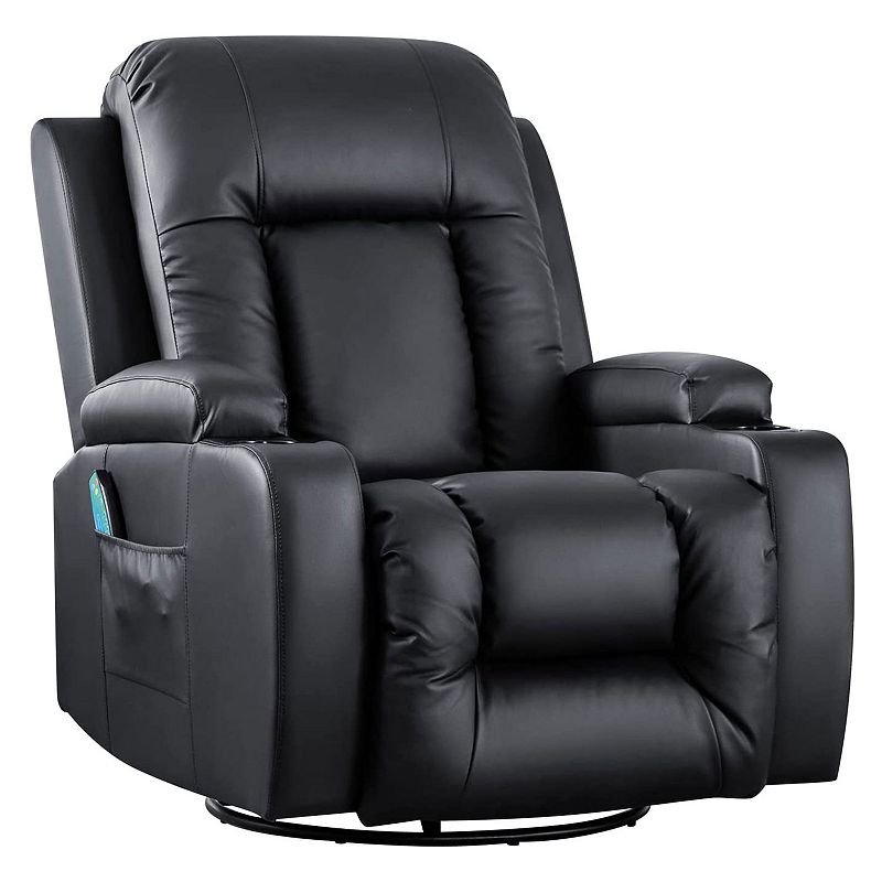 Jomeed Pu Heated Leather Massage Rocking Recliner Chair With 360 Degree Swivel