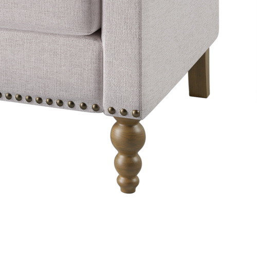 Classic Linen Armchair Accent Chair with Bronze Na...