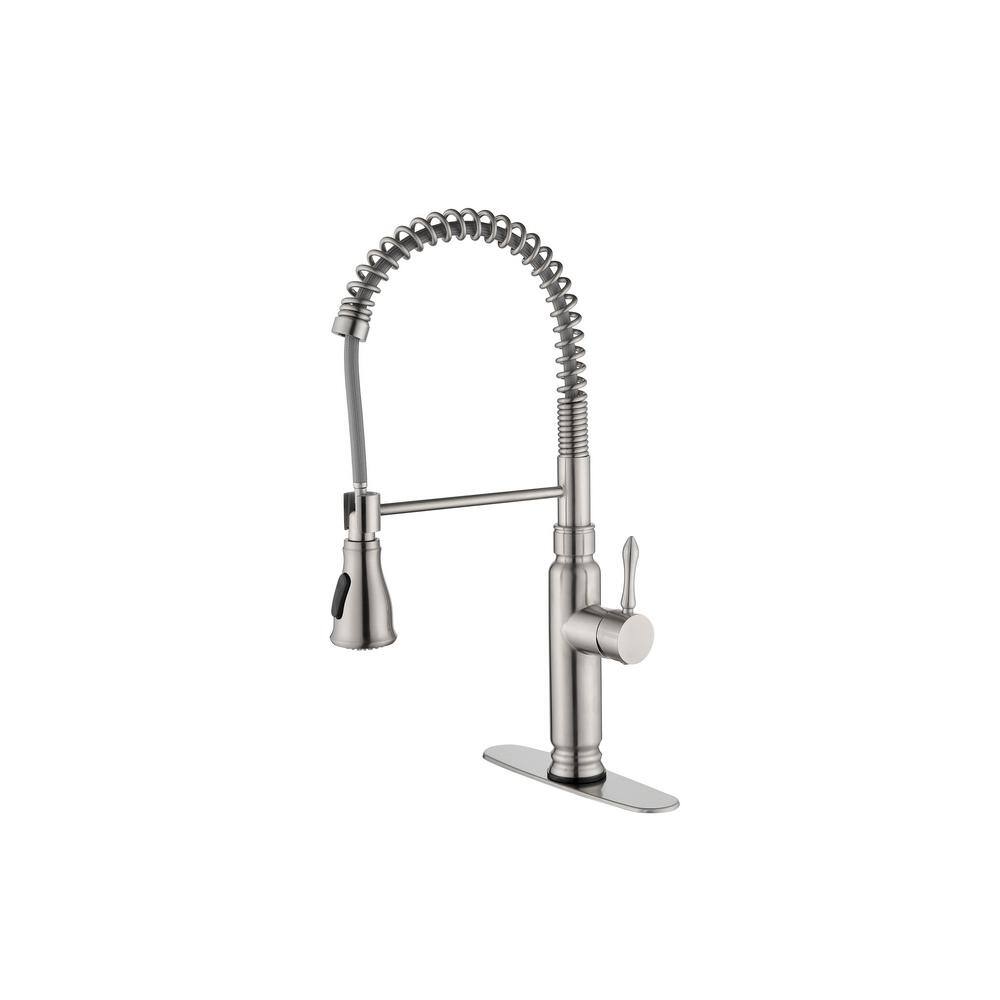 FORCLOVER Single-Handle Touch Deck Mount Gooseneck Pull Down Sprayer Kitchen Faucet in Brushed Nickel FRIMFTHS08BN