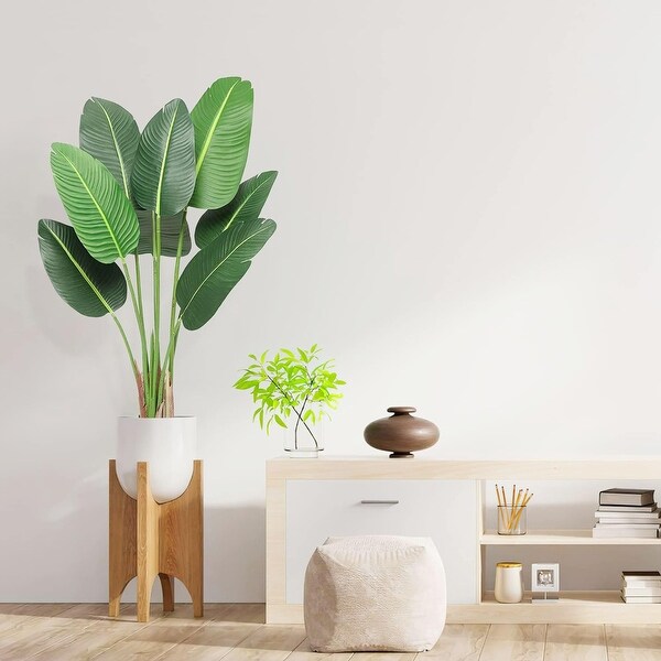 48 Inches 2pcs Artificial Bird of Paradise Plant，4 Feet Fake Palm Tree Faux Tree Artificial Banana Leaf Plant