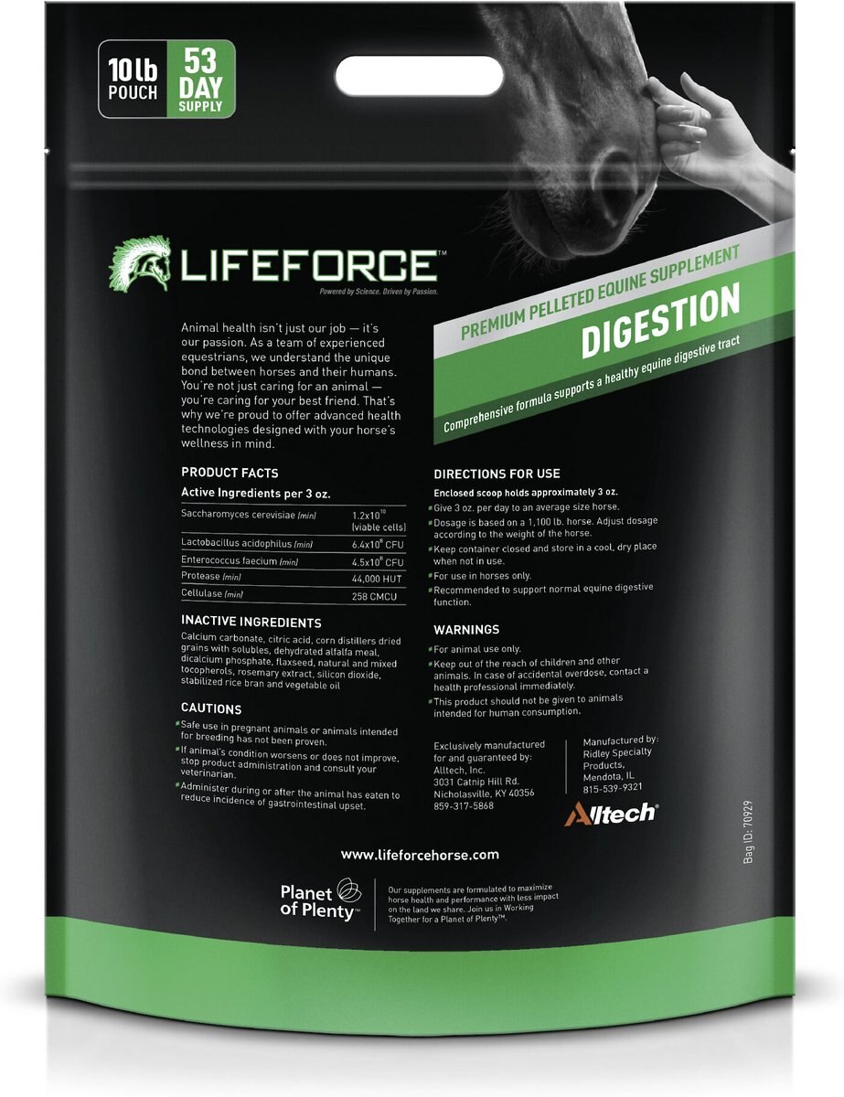 Lifeforce Digestion Support Horse Supplement， 10-lb pouch