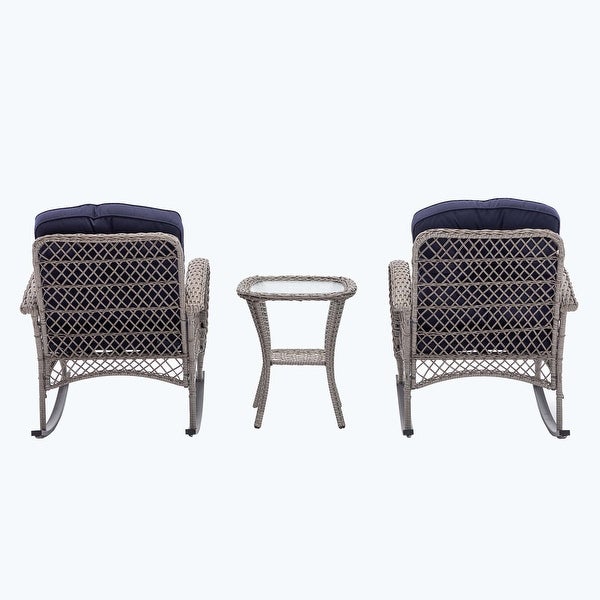 3pcs Outdoor Furniture Modern Wicker rocking chair set - Overstock - 37582713