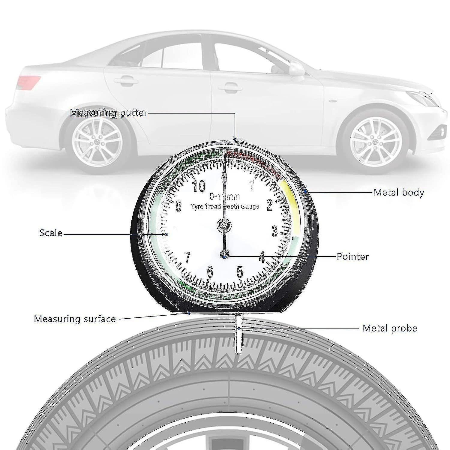 Prefessional Tyre Tread Depth Gauge0-11mm)， Portable Tyre Tread Depth Gauge For Cars， Vans， Trucks