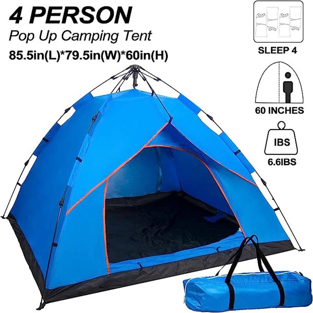 4-Person Pop Up Tent for Camping Automatic Instant Tent Blue YYD00121ZPBlue