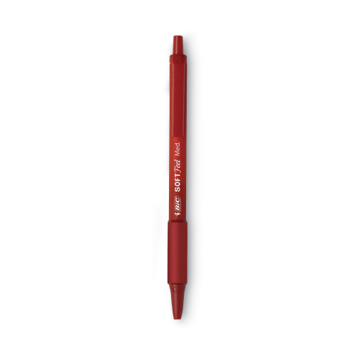 BIC Soft Feel Retractable Ballpoint Pen， Medium 1mm， Red Ink/Barrel， Dozen (SCSM11RD)