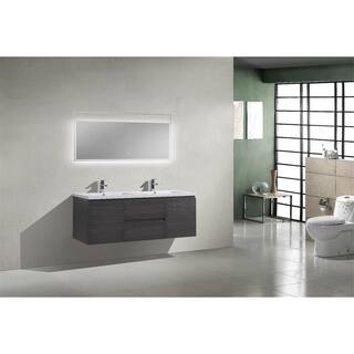 Moreno Bath Bohemia 60 in. W Bath Vanity in Dark Gray Oak with Reinforced Acrylic Vanity Top in White with White Basins MOB60D-WB