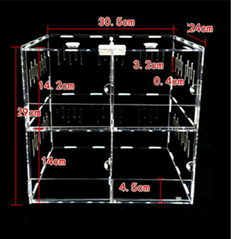 4-Grid Transparent Acrylic Reptile Enclosure Cage Lizard Frog Snake Pet Tank Breeding Box