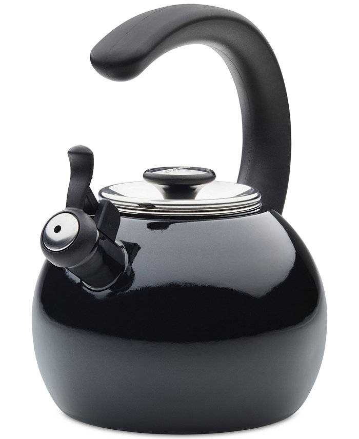 Circulon Enamel on Steel 2-Qt. Whistling Teakettle with Flip-Up Spout