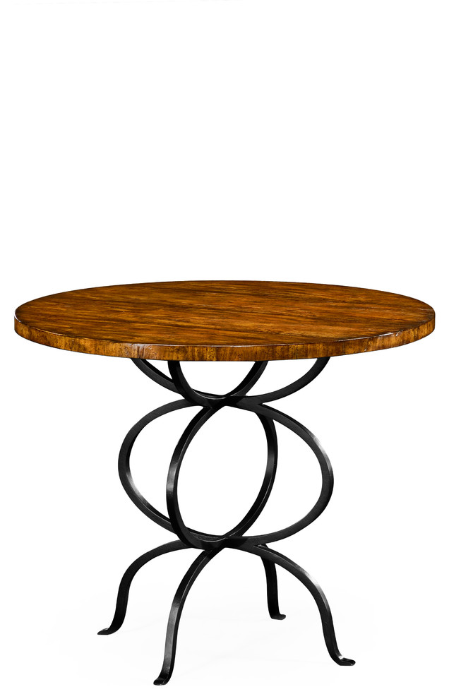 Country Walnut Bistro Style Panelled Round Centre Table   Traditional   Coffee Tables   by Jonathan Charles Fine Furniture  Houzz