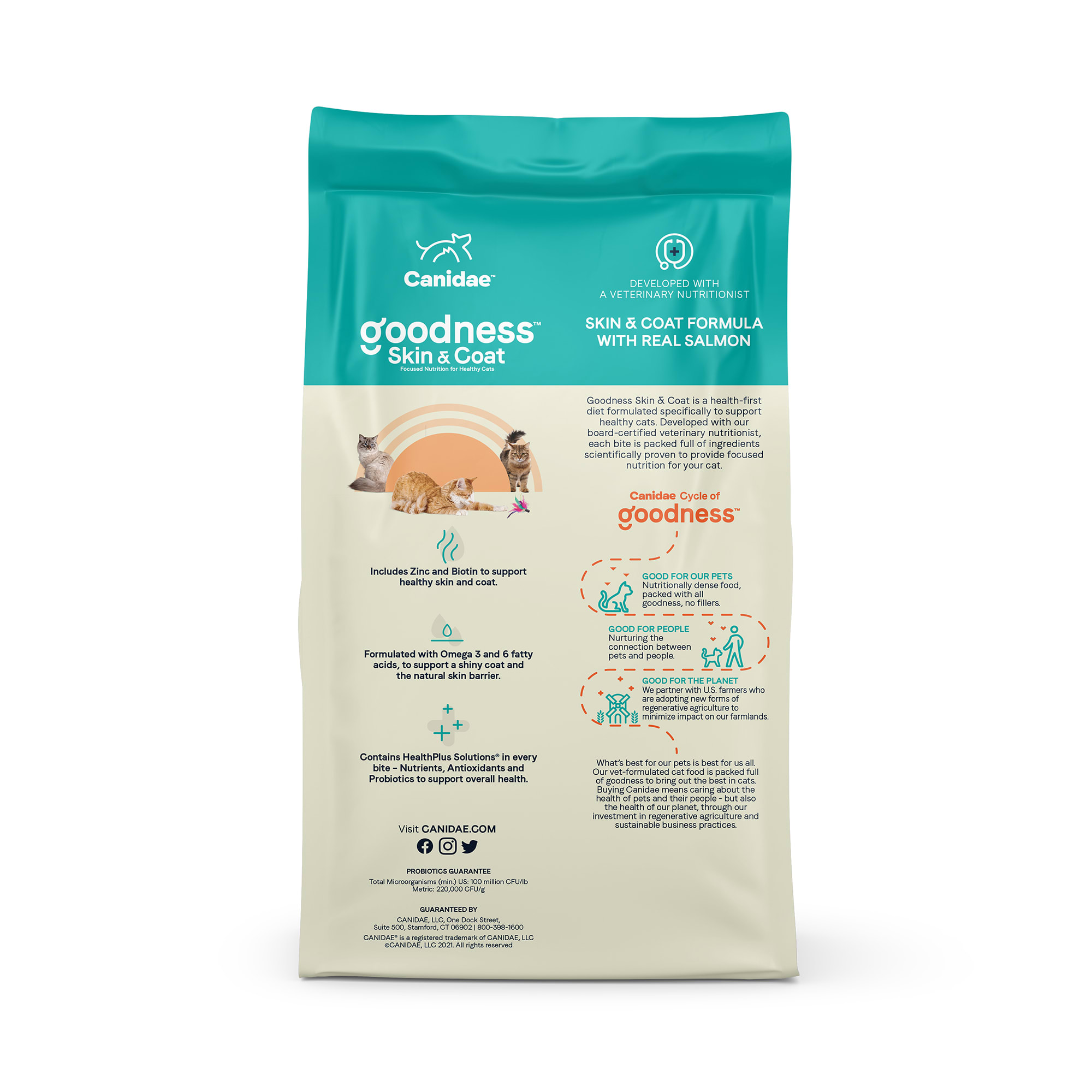 Canidae Goodness for Skin  Coat Formula with Real Salmon Dry Cat Food， 5 lbs.