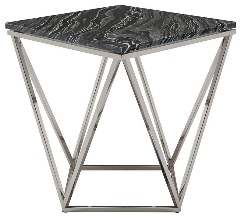 Jasmine Side Table Black Wood Vein Marble  Polished Stainless   Contemporary   Side Tables And End Tables   by Old Bones Co.  Studios  Houzz