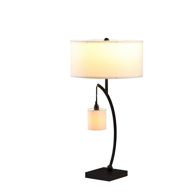 Contemporary Arc With Hanging Pendulum Metal Table Lamp Black Ore International