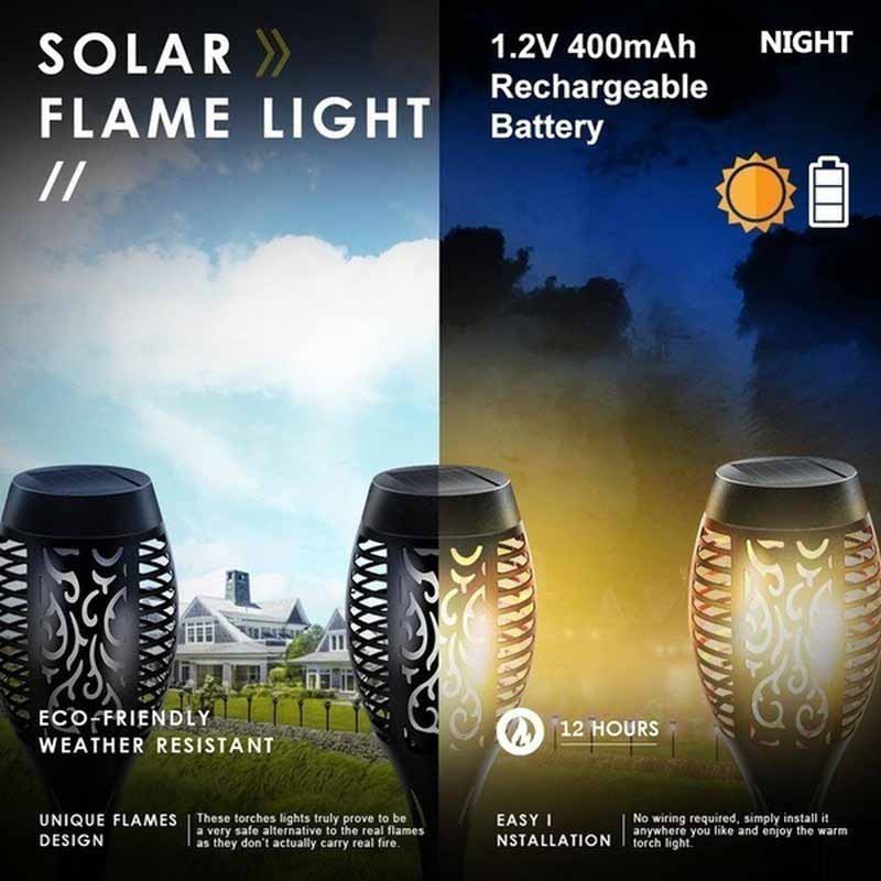 1Pcs Solar Flame Torch Lights Flickering Light Waterproof Outdoor Garden Decoration Lawn Path Yard Patio Floor Lamps