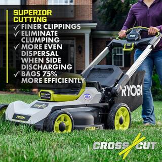 RYOBI 40V HP Brushless 21 in. Battery Walk Behind Dual Blade Push Lawn Mower with 7.5 Ah Battery and Rapid Charger RY401200