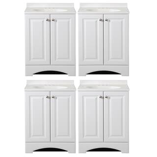 Glacier Bay 24.5 in. W x 18.63 in. D Bath Vanity in White with Cultured Marble Vanity Top in White with White Sink Top (4-Pack) GB24P2V1-WH