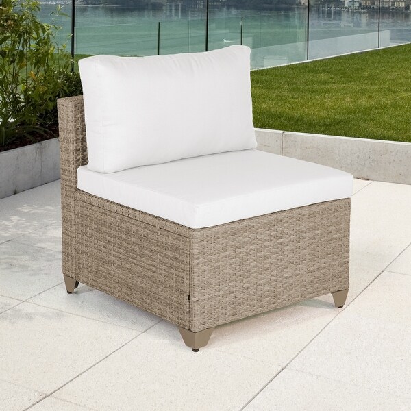 Maui Outdoor Armless Sofa in Natural Aged Wicker