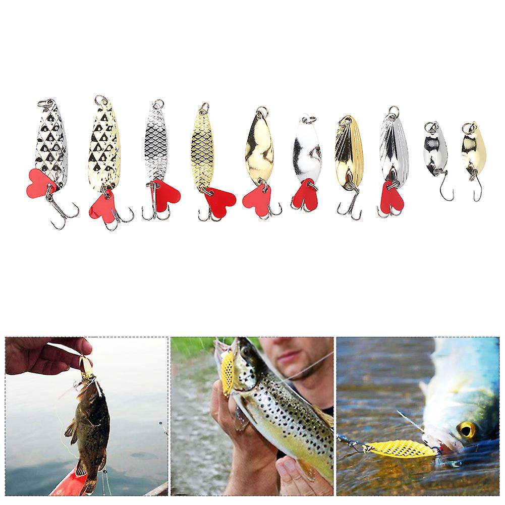 10pcs Sequins Fishing Lure Kit Hard Artificial Bait With Hook Fishing Accessoryxlt-1