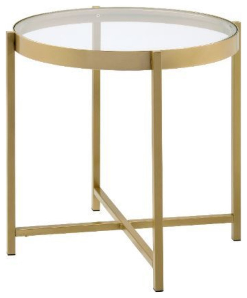 End Table  Gold Finish   Contemporary   Side Tables And End Tables   by Acme Furniture  Houzz