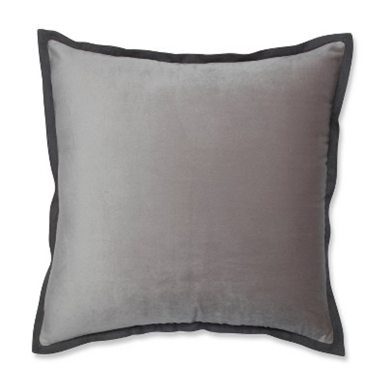 18x18 Velvet Flange Square Throw Pillow Light Gray - Pillow Perfect