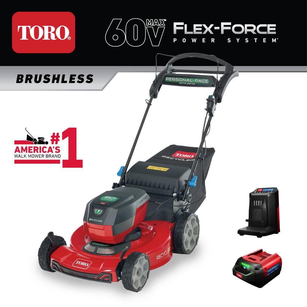 Toro Recycler 22 in. SmartStow 60-Volt Max Lithium-Ion Cordless Battery Walk Behind Mower 6.0 Ah BatteryCharger Included 21466