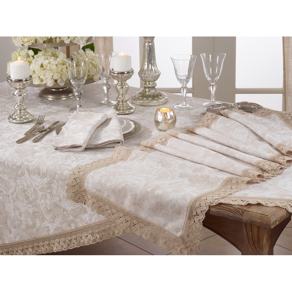 Lace Trim Jacquard Table Runner