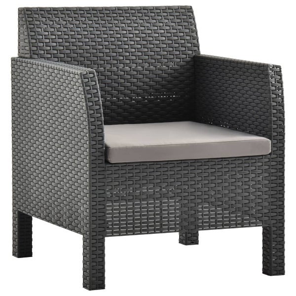 2 Piece Patio Lounge Set with Cushions PP Rattan Anthracite - Overstock - 36363348