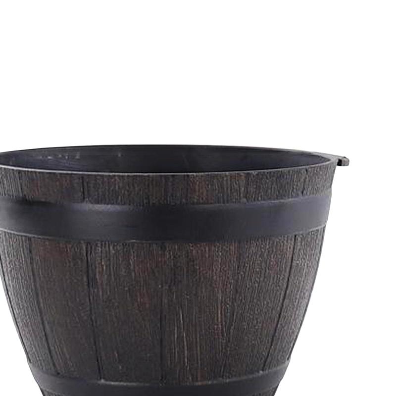 Rustic Resin Whiskey Barrels Bucket Flower Planter Plant Pots Boxes Container Pail Patio Garden Backyard Planter Outdoor Indoor