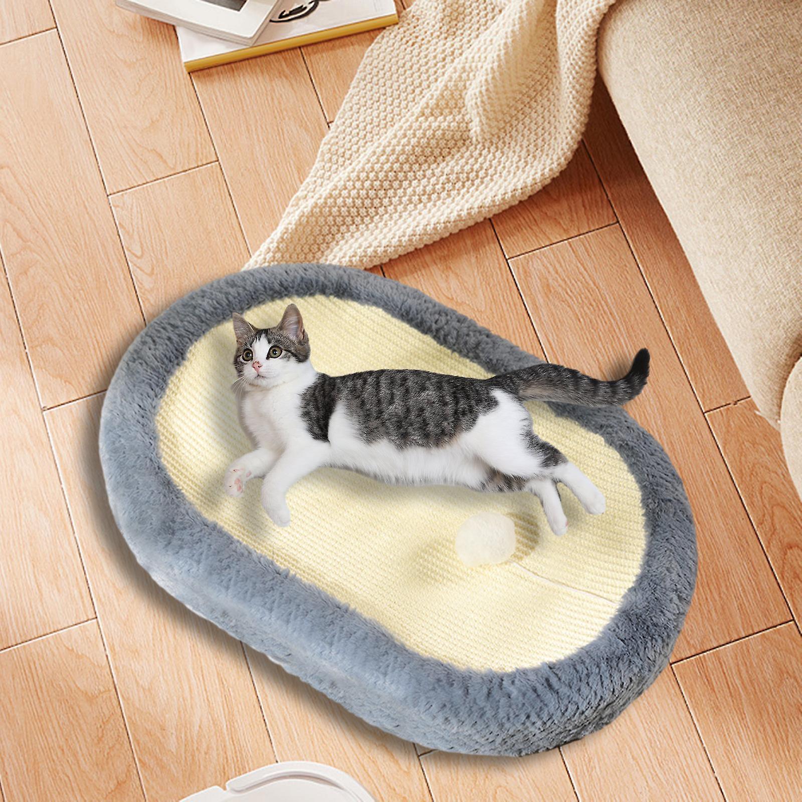 Cat Scratcher Bed Oval Shape Large Space Grinding Claws Cat Scratching Board Blue