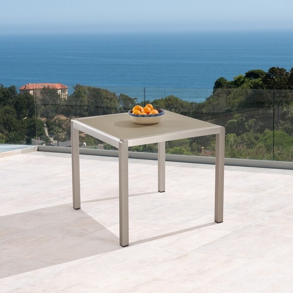 Outdoor Dining Table Anodized Aluminum Tempered Glass Table Top Square