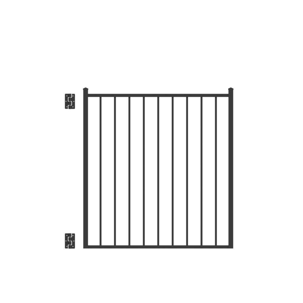 Barrette Outdoor Living Beechmont Standard-Duty 4 ft. W x 4 ft. H Black Aluminum Straight Pre-Assembled Fence Gate 73009453